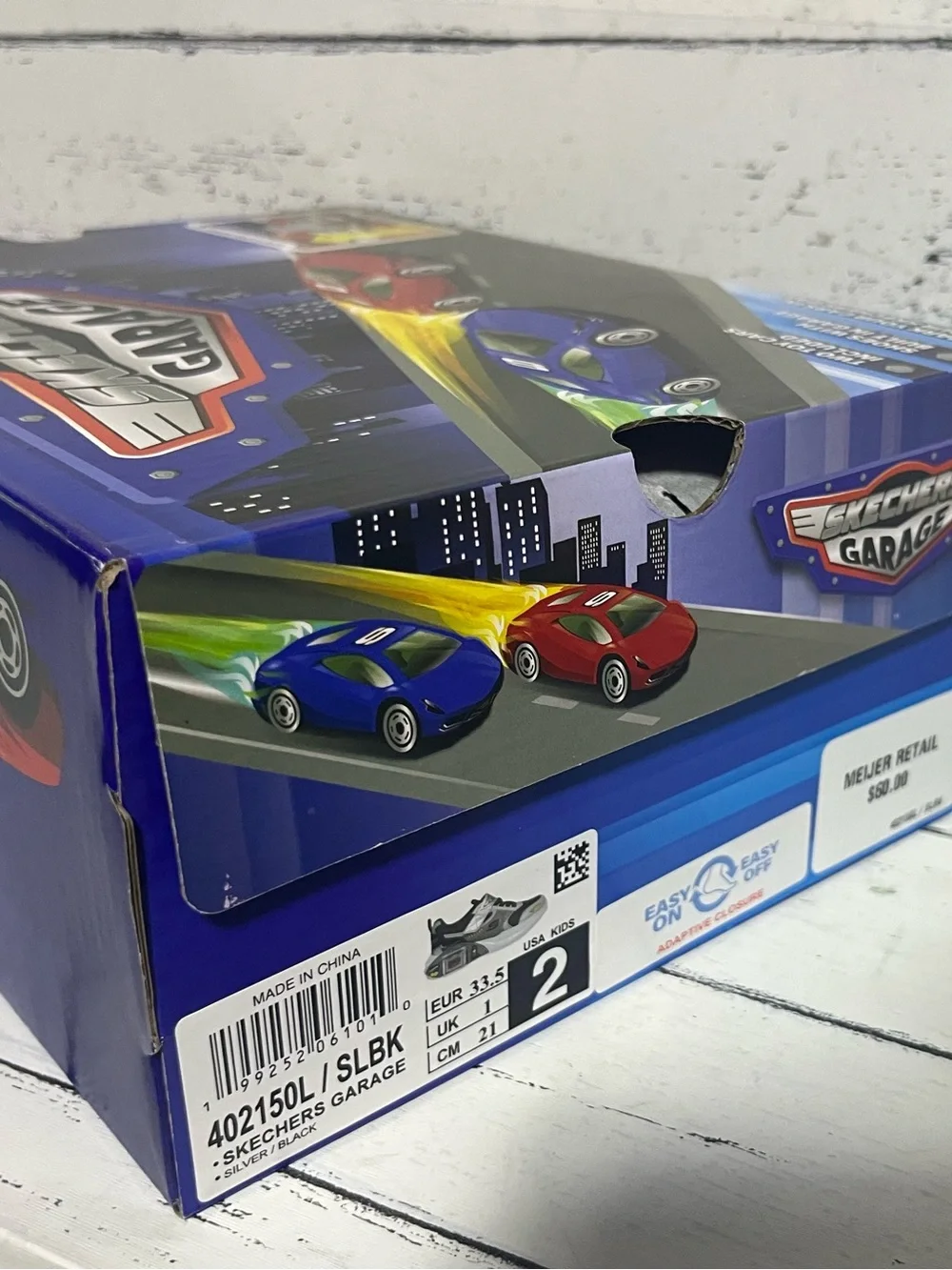 Skechers Kids Garage Running Shoes Size 2 New in Box Toy Cars Sneakers
